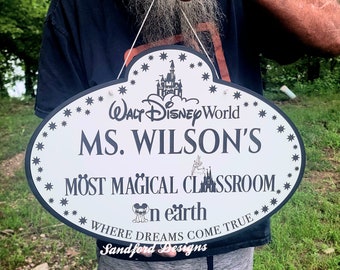 Most Magical Disney Teacher Wood Sign - Mickey Teacher -  Teacher Appreciation Back to School Gift
