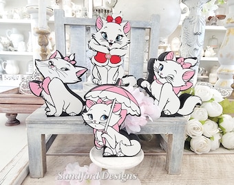 Aristocats Marie Kitty Wood Tiered Tray Decor, Disney Cat