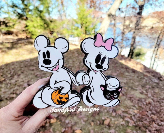 Mickey and Minnie Ghost Tiered Tray Decor,  Disney Mummy Decor - Disney wood signs