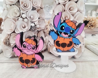 Stitch & Angel Halloween Decor – Disney Pumpkin Tiered Tray Figures