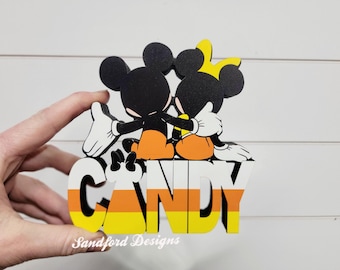 Mickey and Minnie Halloween Candy Corn Decorations - 7 Piece Set