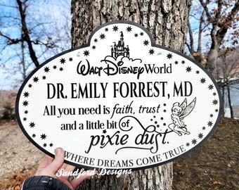 Tinker Bell Cast Member Wood Sign - Disney Teacher Gift , Personalized Disney Decor