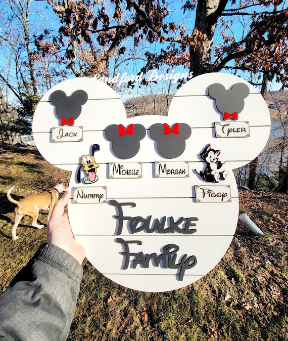 Custom Mickey Family Wood Sign - Farmhouse Disney Wall Art - Personalized 3d Wood sign