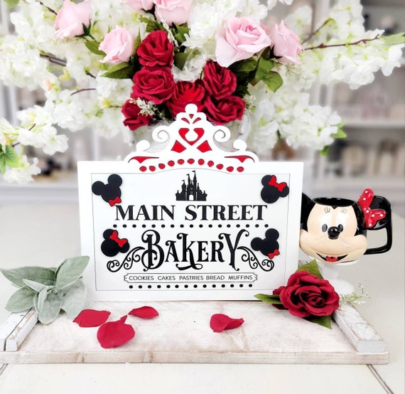 Mickey and Minnie Main Street Bakery Sign - Disney Main Street Bakery tiered tray decor - Disney kitchen - Disney wall art