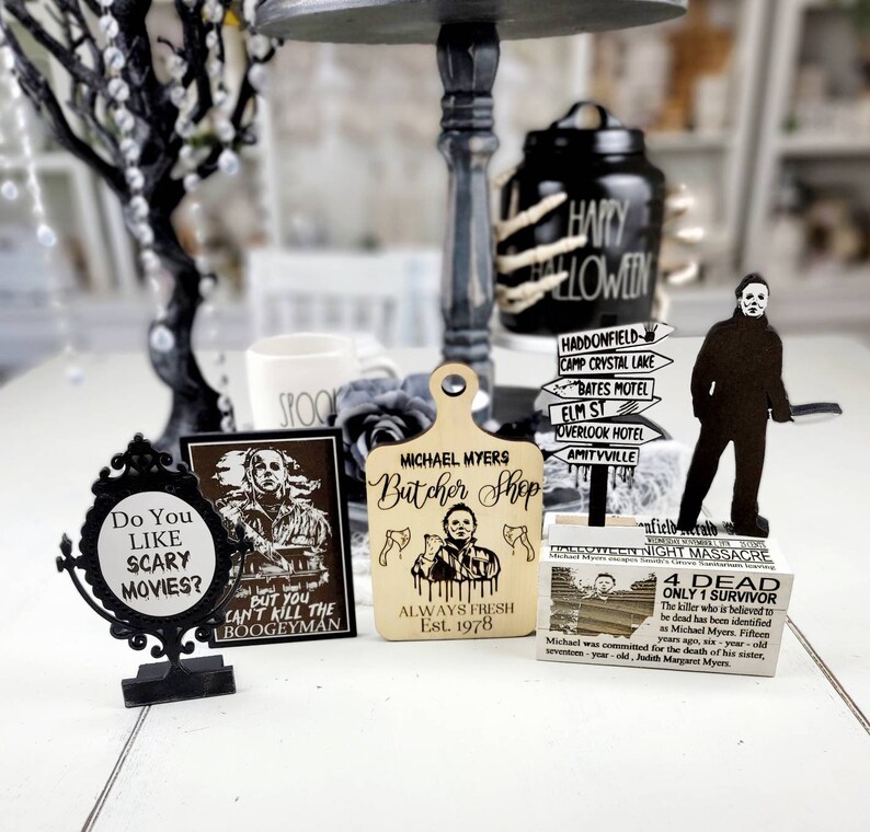 Michael Myers Tiered Tray Decor Michael Myers Signs Etsy
