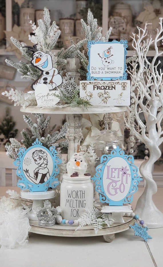 Magical Frozen Decor Bundle - Let it Snow with Olaf - Disney Christmas Signs for Tier tray displays