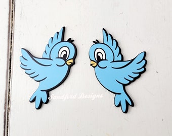 Cinderella Blue Bird Wood Decoration, Disney Birds Wall Art, Bibbidi Bobbidi Boo Decor