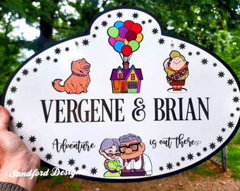 Disney Pixar Up Ellie and Carl, Adventure is out there, Just Married Sign, Engagement