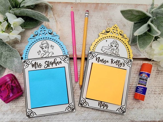 Disney Princess Post-it Note holder, cute office desk decor, sticky notes, Disney teacher gifts