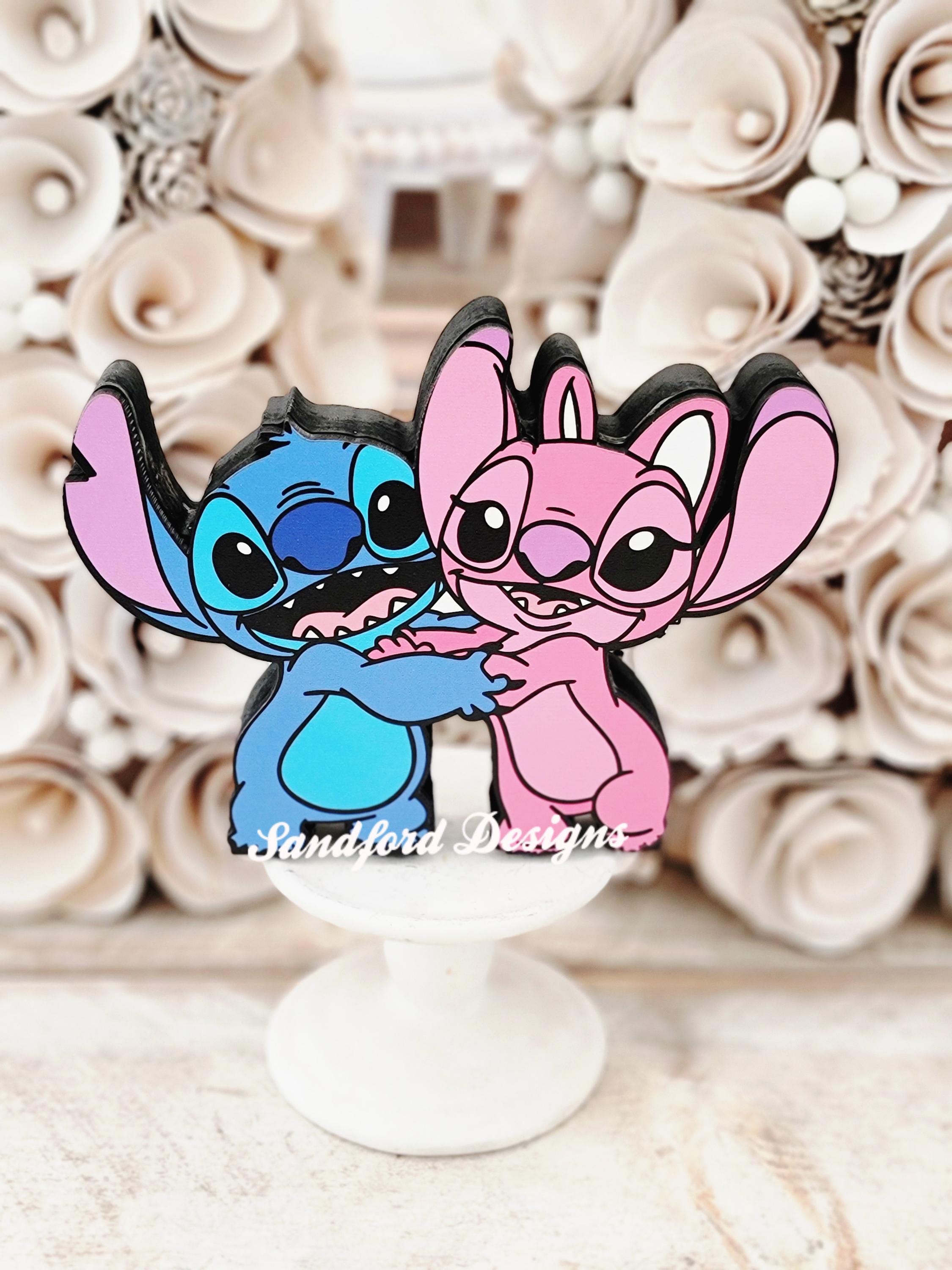 Stitch and Angel in love themed Tiered Tray Decor - Disney Stitch home Decorations