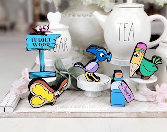 Alice in Wonderland Tiered Tray Decor: Tulgey Wood Creatures