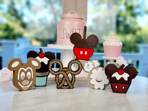 Disney Parks Mickey Mouse Sweet Treats Cupcake Ears Keychain Set of 5  Bundle