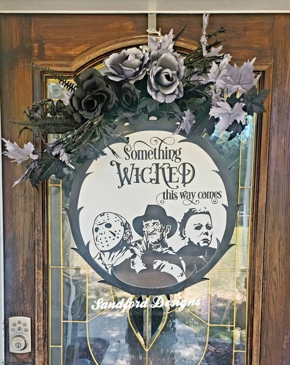 Michael Myers Freddy Krueger Jason Voorhees Door hanger - Halloween Wreath - Horror Movie Decor