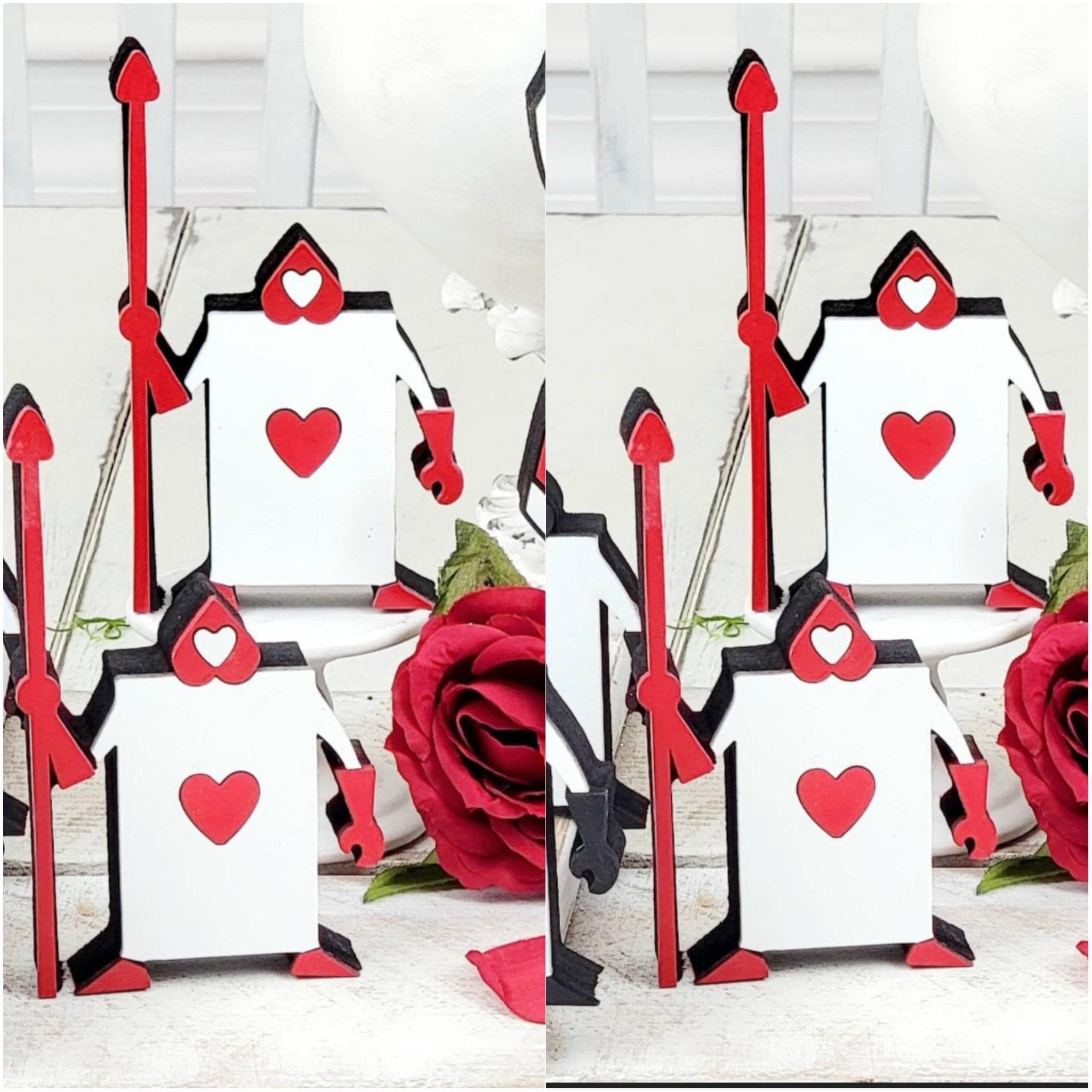 Wood Alice in Wonderland Playing Cards - Queen of Hearts Tiered