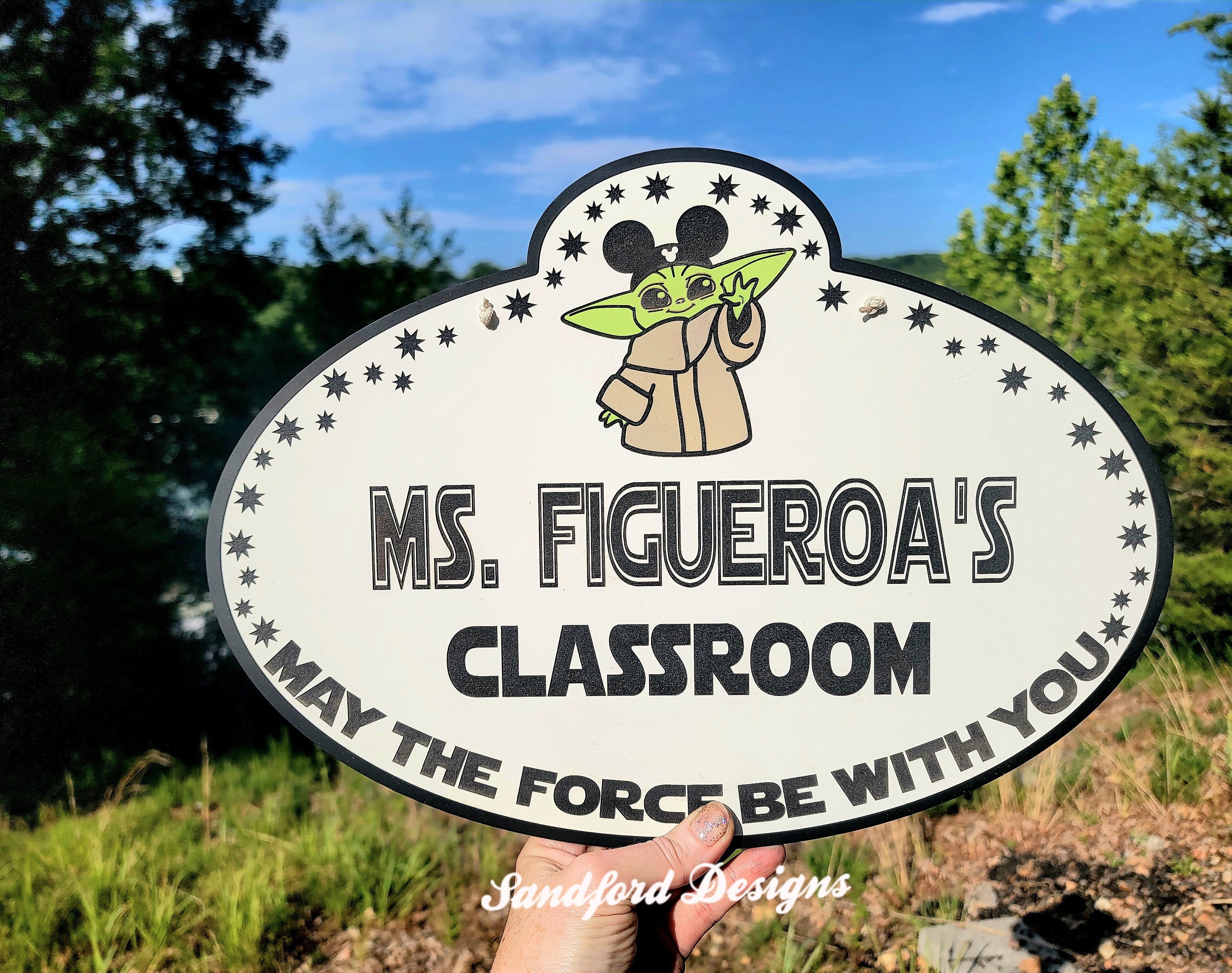 Baby Yoda Grogu Star Wars Teacher Sign - Disney Teacher appreciation Gift -  Classroom decor