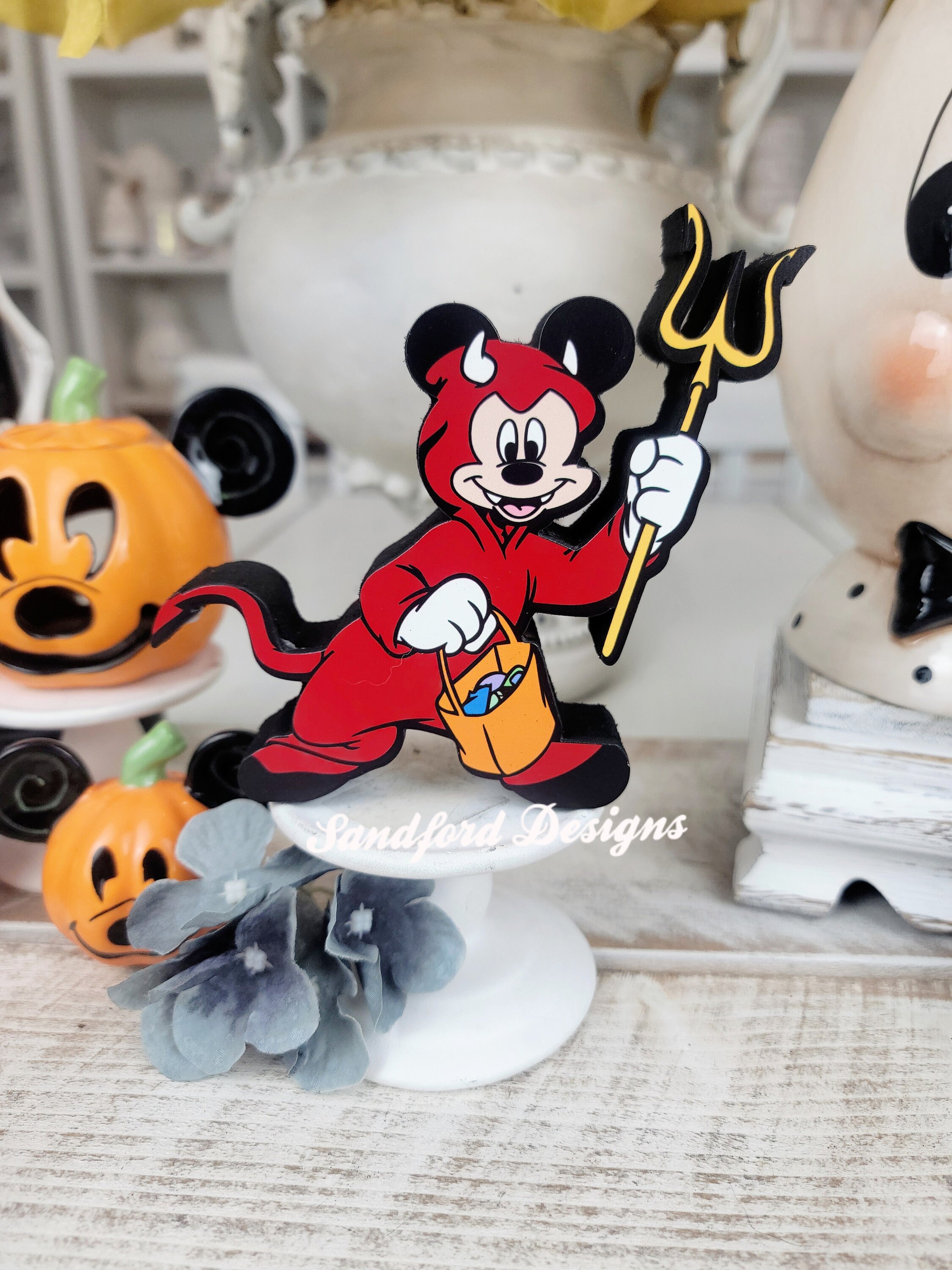 Minnie Devil Mickey and Minnie Devil Tiered Tray Decorations - Disney Halloween Wood ...