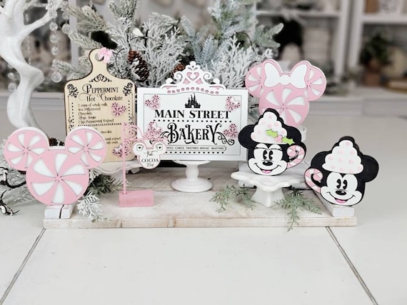 Magical Mickey and Minnie Pink Peppermint Decor - Festive Disney Home Decor - Whimsical Disney Peppermint Decorations