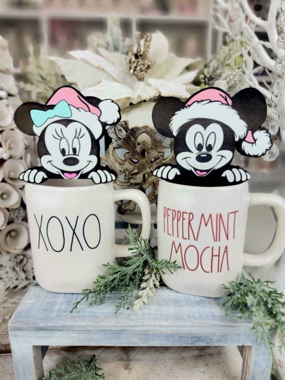 Pastel Mickey Mouse Christmas Shelf Sitters - Mint Green and Pink House Decor