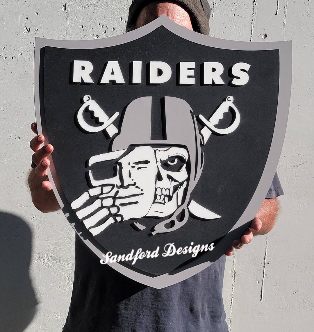 Las Vegas Raiders Skull Large Wood Sign 