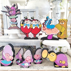 Alice in Wonderland Tiered Tray Decor: Hornduck, Caterpillar, Dee and Dum