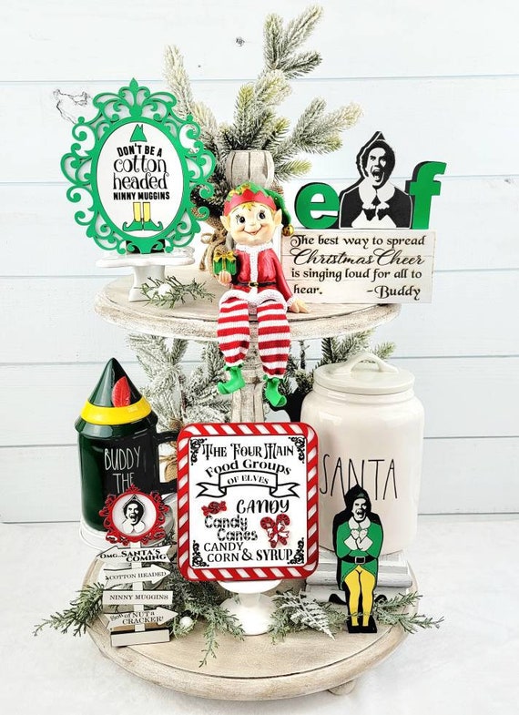 Holiday Cheer with Buddy the Elf Decorations and Funny Santa Signs - Christmas Home Decor, OMG Santa decorations, Buddy the elf hat