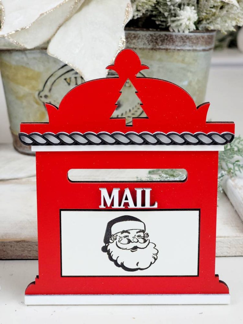 Personalized Santa Letter, North Pole Theme tiered tray Holiday Christmas Gift Mailbox 6.5x 5.5 inches