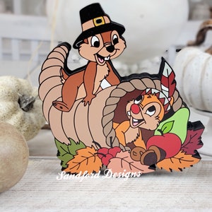 Disney Chip n Dale Tiered Tray Thanksgiving Decor,  Cornucopia Decor,  Fall Home Decor