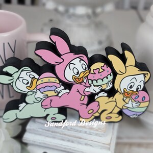 Huey, Dewey, Louie Easter Bunny Wood Decor, Disney Easter