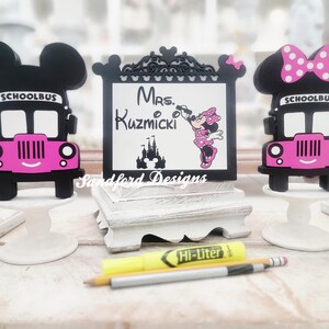 Minnie Mouse Desktop Teacher Wood Signs, Teacher Appreciation Gift, Back to School