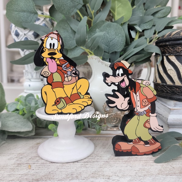 Pluto and Goofy Safari Tiered Tray Decor, Safari Birthday Party Decor, Disney Characters