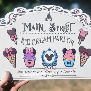 Disney Park Main Street Ice Cream Sign - Disney 3d Wood Sign - Mickey Ice Cream