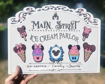 Disney Park Main Street Ice Cream Parlor Sign – 3D Wood Decor