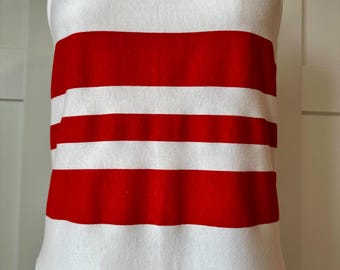 Vintage Sandcastle Sport brand red and white striped knit jumper
