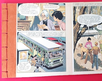 Carnet, couverture illustration d'un livre de Enid Blyton"Le club des cinq", fait main, pièce unique, Made in France, reliure japonaise.