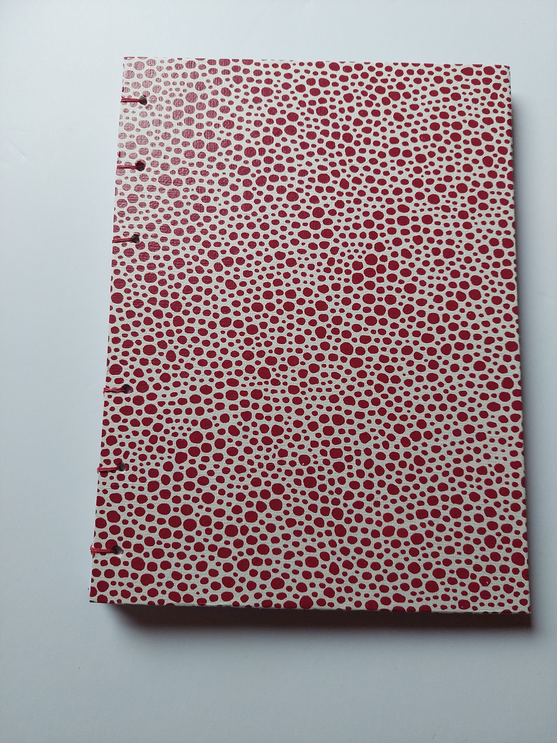 Notebook, traditional Japanese paper, washi, dotted, red, soft binding, plain pages,