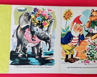 Notizbuch, Coverillustration eines Buches von Enid Blyton „Oui Oui“, handgefertigt, Einzelstück, hergestellt in Frankreich, japanische Bindung.