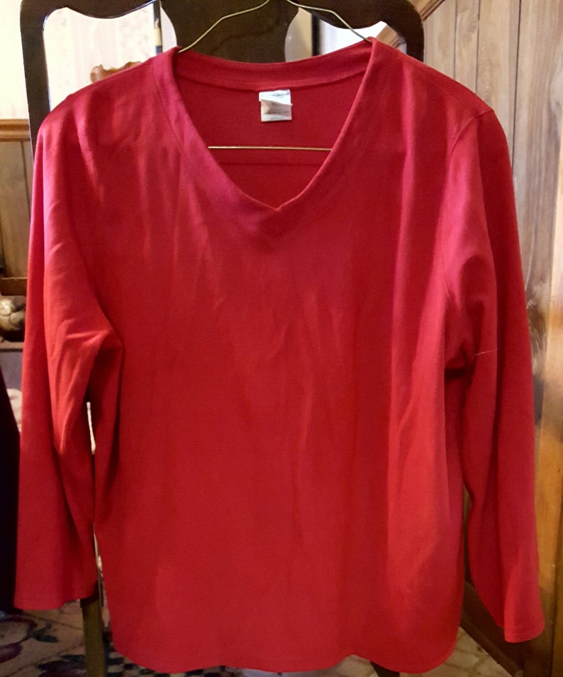 V-Neck Red Sweatshirt | Etsy