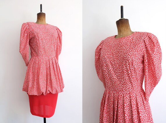 red patterned midi dress