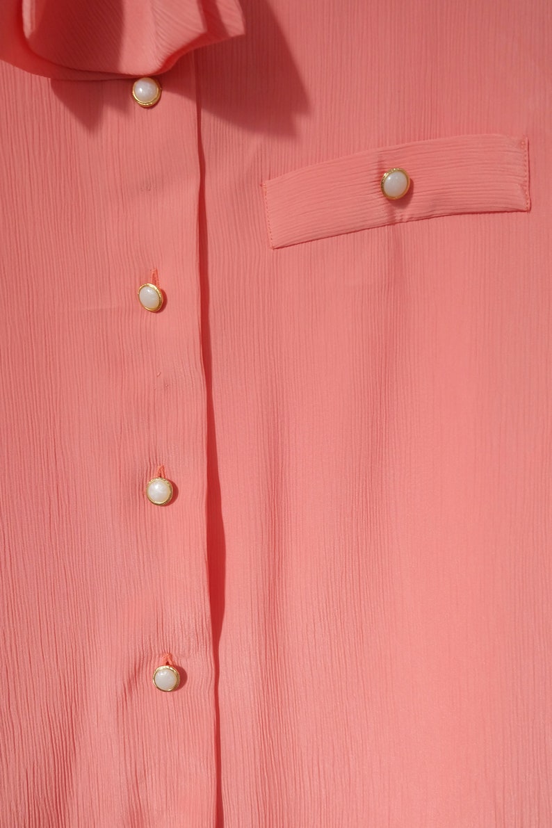 Vintage 80s Coral Pink Blouse