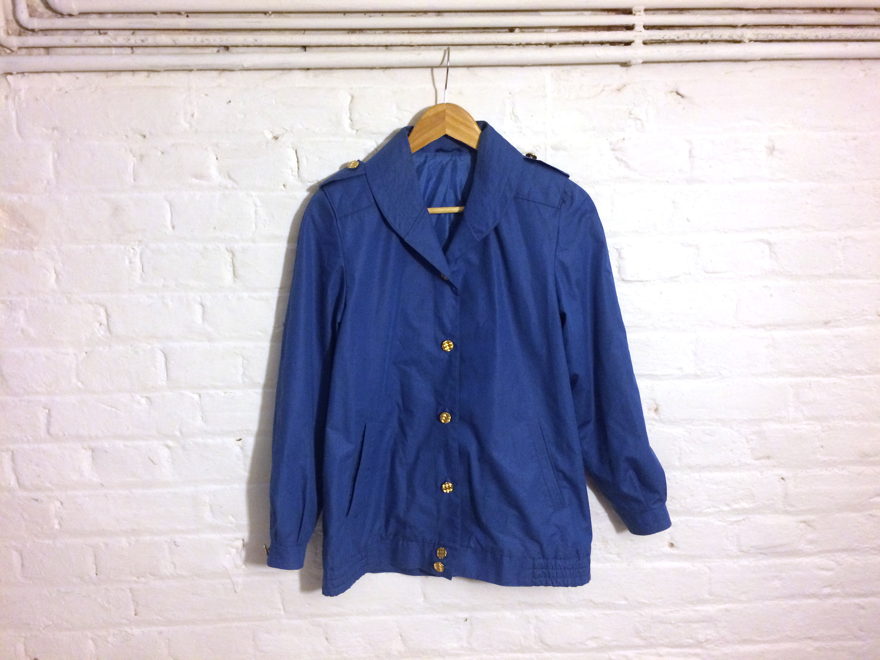 Image of Vintage Blue Short Rain Coat Mac - Uk  Eu  Us