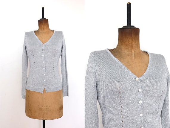 silver sparkly cardigan