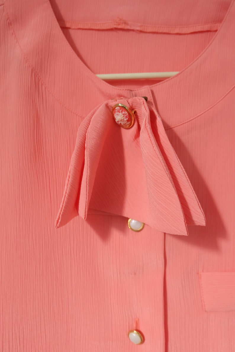 Vintage 80s Coral Pink Blouse