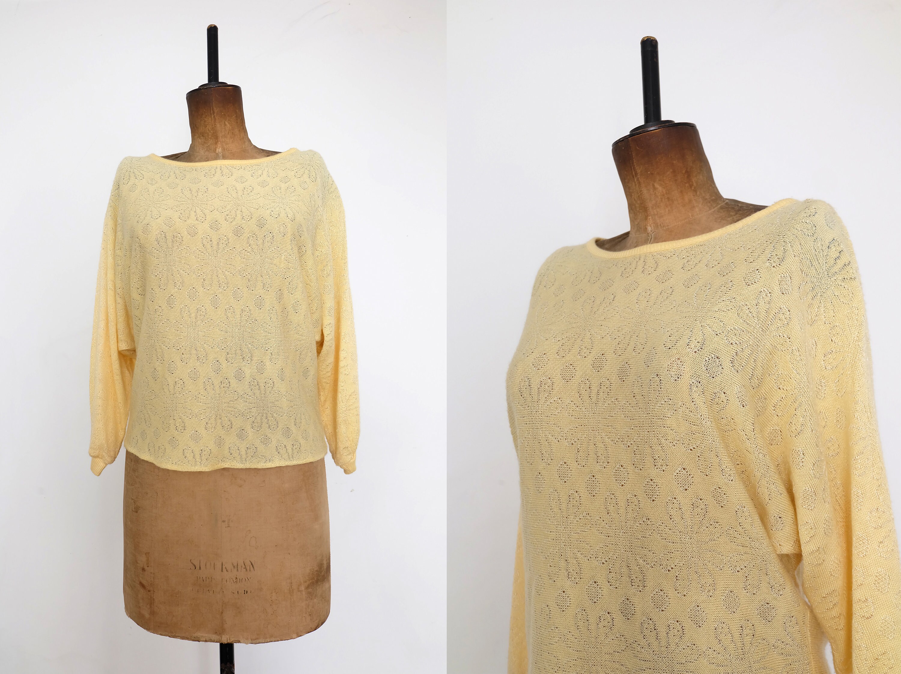 Image of Vintage S Does S Knitted Floral Yellow Top