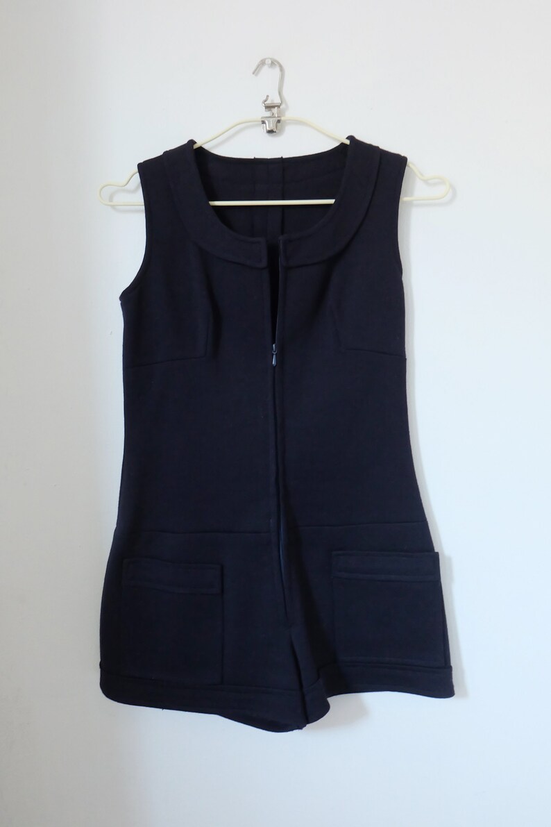 Vintage 60s Black Zip Playsuit