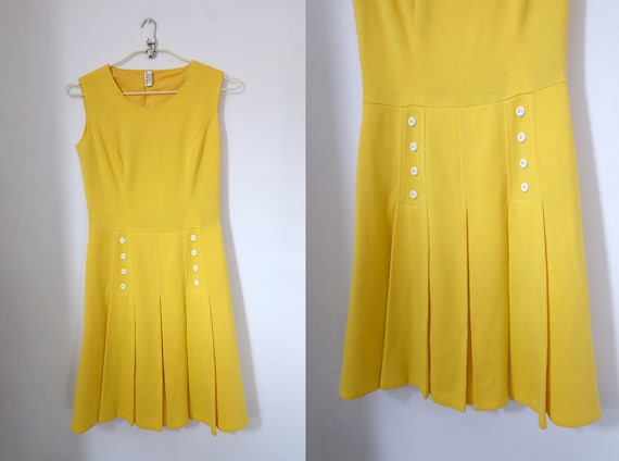 Vintage 60s Bright Yellow Midi Dress