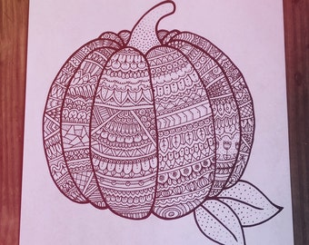 Thanksgiving Coloring Page, Coloring Book Pages, Printable Adult Coloring, Hand Drawn, Doodle, Art Therapy, Instant Download Print