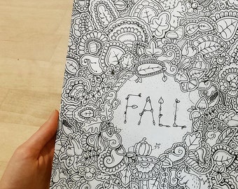 Thanksgiving Coloring Page, Coloring Book Pages, Printable Adult Coloring, Hand Drawn, Art Therapy, Instant Download Print