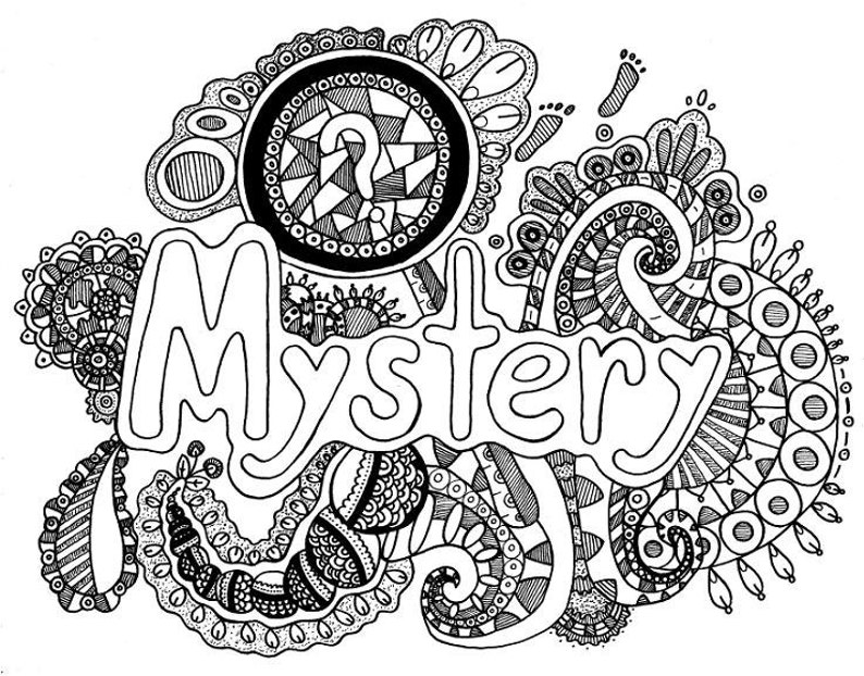 MYSTERY Coloring Page Coloring Book Pages Printable Adult Etsy