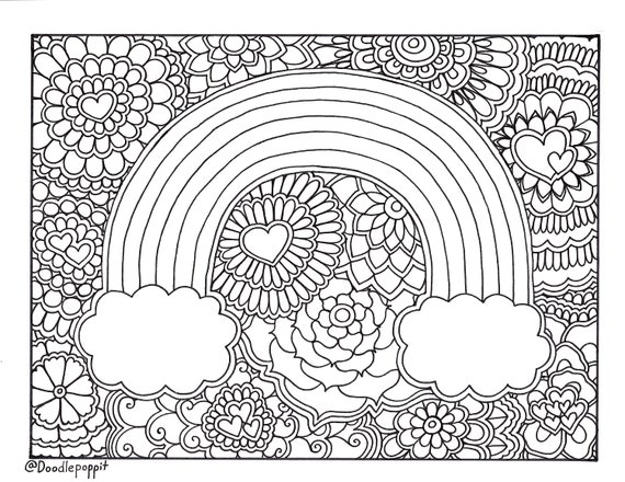 Rainbow Pride Coloring Page Coloring Book Page Printable  