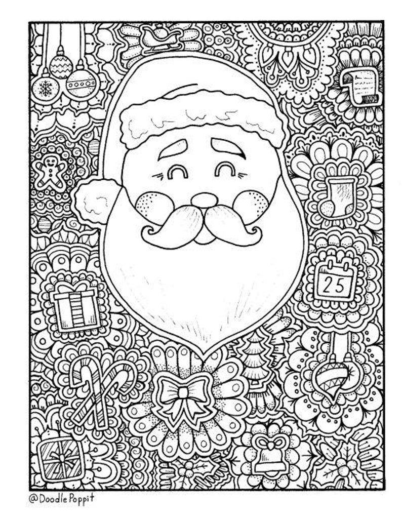 Christmas Santa Coloring Page Coloring Book Pages Printable | Etsy